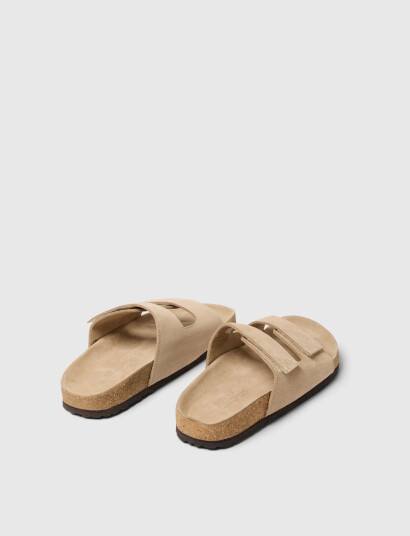 Selected Slhbastian Suede Strap Slider - Beige - 40 Selected Slhbastian Suede Strap Slider - Beige - 40