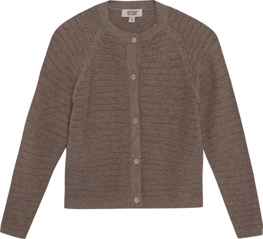 Huttelihut Cardigan Strikk/Hullmønster Cinder Melert Huttelihut 5 år (110) Cardigan Brun