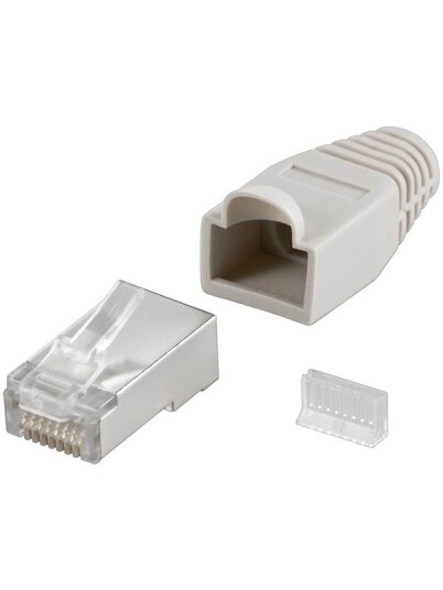 RJ45 plug CAT 5e STP shielded with strain-relief boot (10pcs)