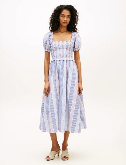 Tommy Hilfiger Gingham Smock Ss Midi Dress Multi/patterned M Tommy Hilfiger Gingham Smock Ss Midi Dress Multi/patterned M