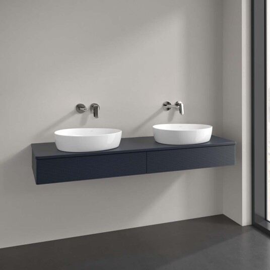 Villeroy & Boch Antao Servantskap med 2 skuffer 160x50x19 cm u/lys Blå Matt Villeroy & Boch Antao Servantskap med 2 skuffer 160x50x19 cm u/lys Blå Matt