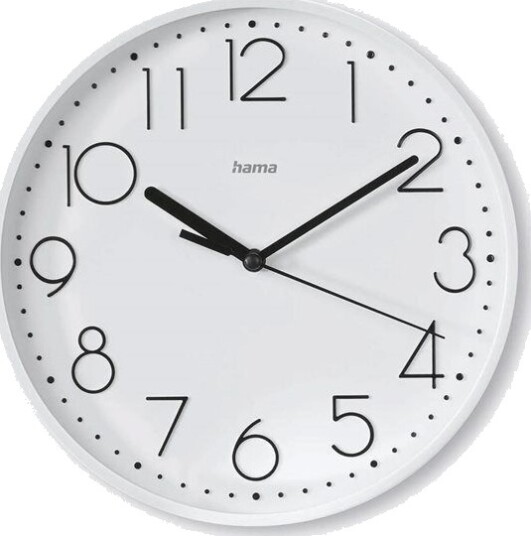 Lydløs veggklokke med 22 cm diameter og sveipende sekundviser Hvit