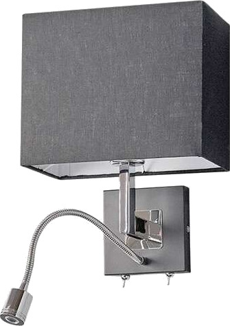Lucande Svart stoffvegglampe Rebekka med LED-leselys