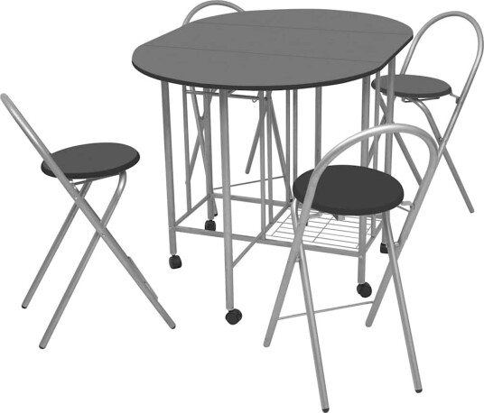 vidaXL Sammenleggbart spisesett MDF svart