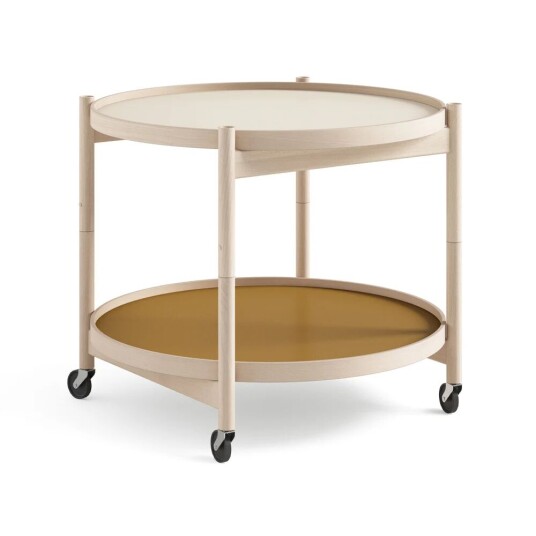 Brdr. Krüger Bølling Tray Table model 60 rullebord sunny, ubehandlet bøkestativ