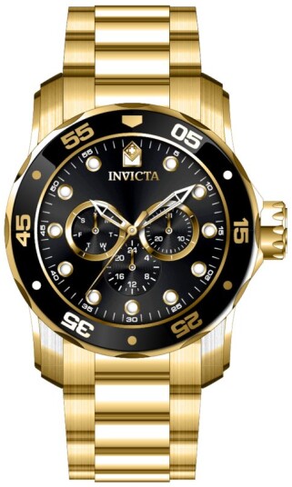 Invicta Herreklokke 45726 Pro Diver Sort/Gulltonet stål Ø48 mm Invicta Herreklokke 45726 Pro Diver Sort/Gulltonet stål Ø48 mm