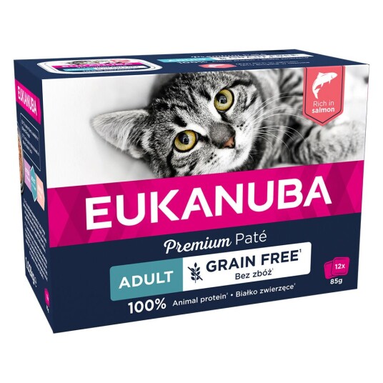 Eukanuba Kornfritt Kattemat Adult Laks 12 x 85 g Eukanuba Kornfritt Kattemat Adult Laks 12 x 85 g