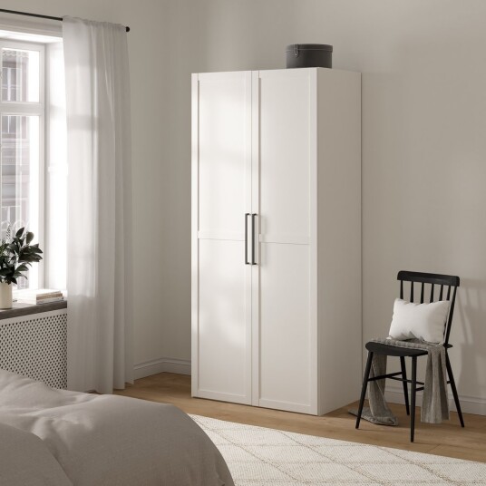 LIND NEST GARDEROBESKAP 100X220X60CM HVIT MED RAMME