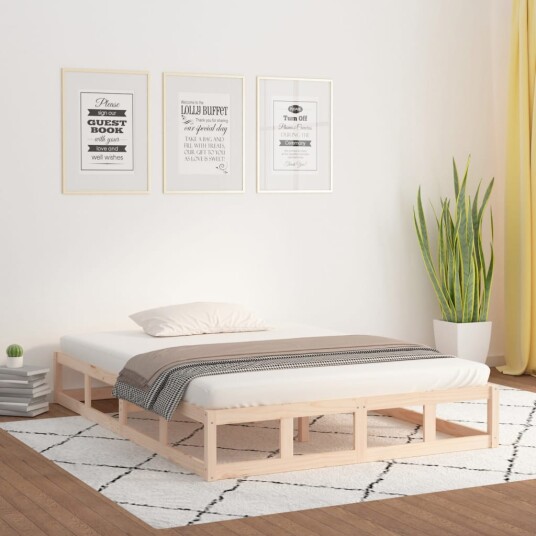 vidaXL Sengeramme 135x190 cm 4FT6 Double heltre