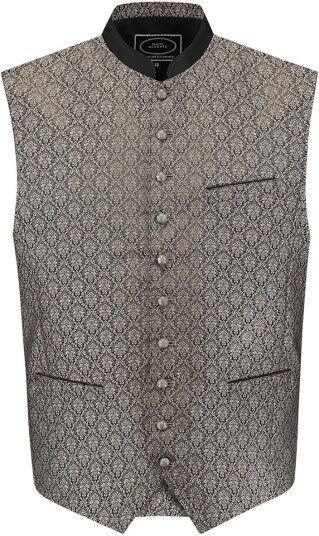 Haus Huberts V.O.F Trachten Vest Leopold Taupe Jacquard 48