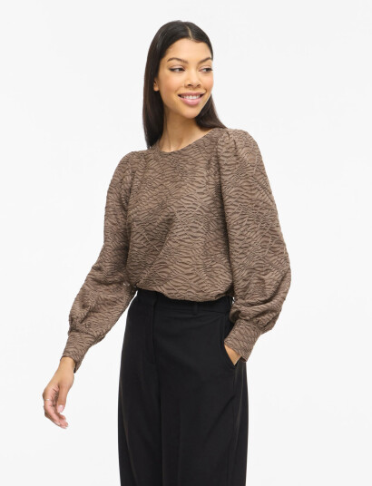 Vila Vifina L/S O Neck Top Noos Brown S Vila Vifina L/S O Neck Top Noos Brown S