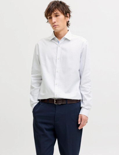 Jack & Jones Jprblaparker Detail L/S Shirt Noos   White   XL