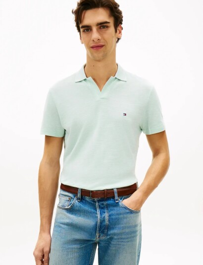 Tommy Hilfiger Slub Oxford Pique Reg Polo Green L Tommy Hilfiger Slub Oxford Pique Reg Polo Green L