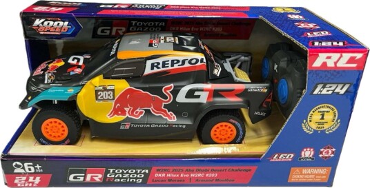 Toyota Gazoo Racing DKR Hilux Desert Rally Fjernstyrt Bil 1:24 Koolspeed 17 cm
