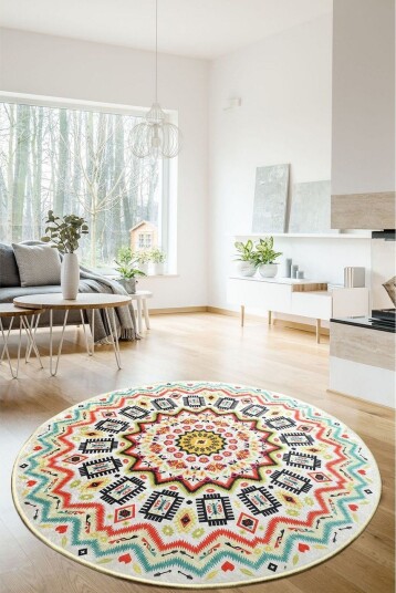 Rund Matte Mandala DJT - Flerfarget/Fløyel