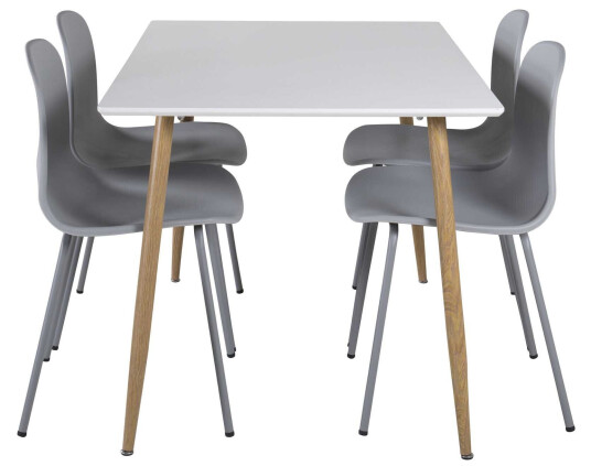 Venture Design Polar & Arctic spisegruppe Hvit/grå 4 st stoler & bord 120 x 75 cm