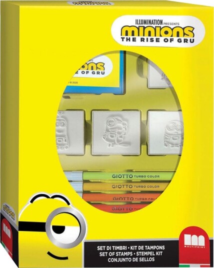 Minions Stempelsett Med Tusjer 7 Tusjer Og 4 Stempler Inkludert