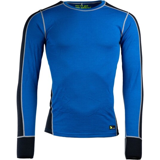 3X Workwear Trøye kilimanjaro m/rund hals xl merinoull/bambus lys blå sort