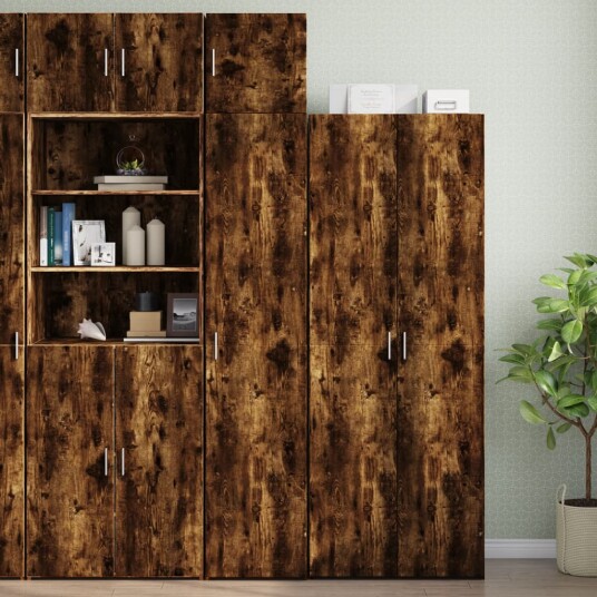 Smalt oppbevaringsskap røkt eik 40x42,5x225 cm konstruert tre