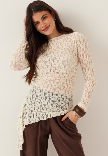 Bubbleroom Asymmetric Lace Top