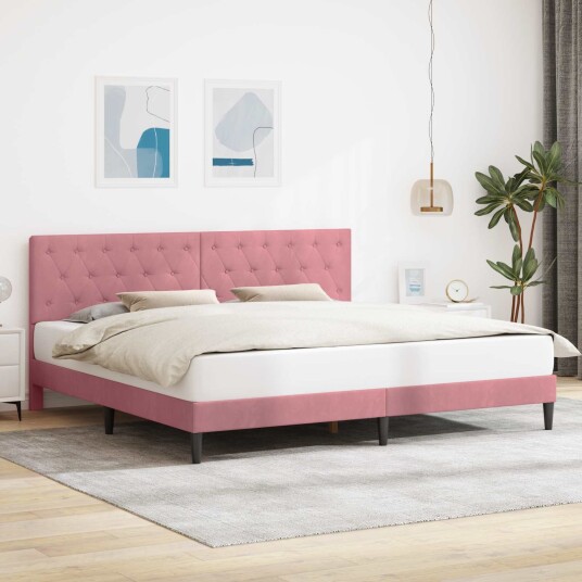 Sengestamme med hodegjerde Rosa 180 x 200 cm Fløyel