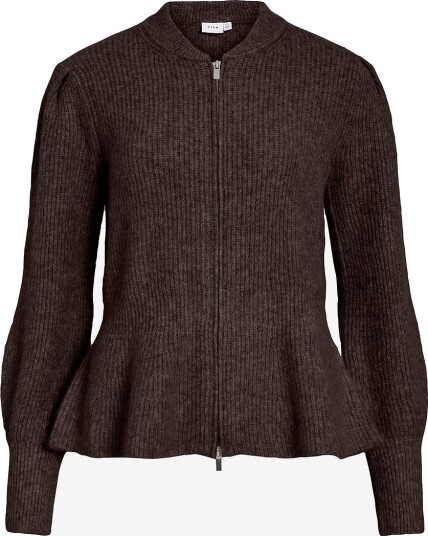 Vila Kardigan Vigracie L/S Peplum Zip Knit Cardi/ Brun Vila Kardigan Vigracie L/S Peplum Zip Knit Cardi/ Brun