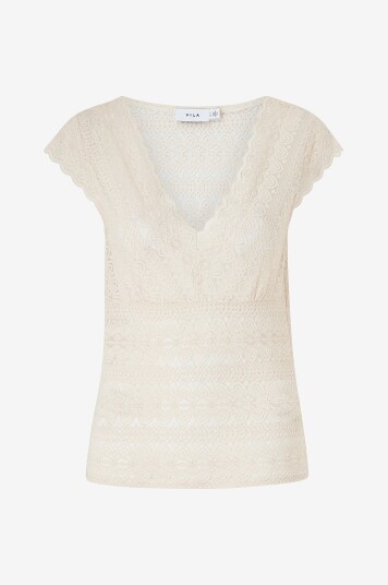 Vila Topp viChikka V neck Cap Sleeve Top Grå Vila Topp viChikka V neck Cap Sleeve Top Grå