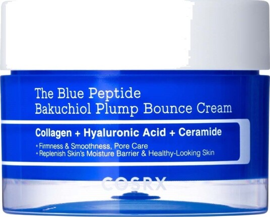 COSRX Blue Peptide Bakuchiol Plump Bounce Cream 50g - Fuktighetsgivende Ansiktskrem for Fastere Hud COSRX Blue Peptide Bakuchiol Plump Bounce Cream 50g - Fuktighetsgivende Ansiktskrem for Fastere Hud