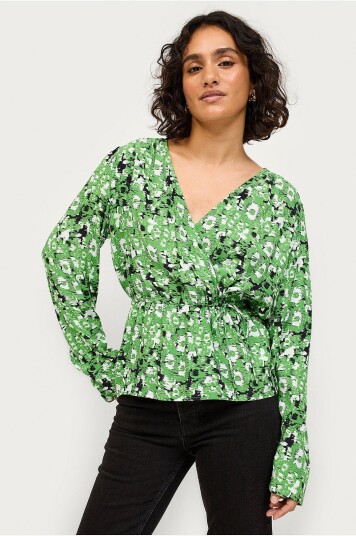 Soaked in Luxury - Bluse slIna Wrap Blouse LS - Grønn