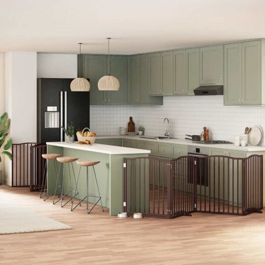 Vidaxl Hundeport Sammenleggbar 10 Paneler Brun 800 cm Poppeltre