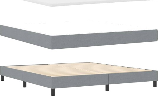 Box Spring Seng med Madrass Lys Grå 180x200 cm Stoff