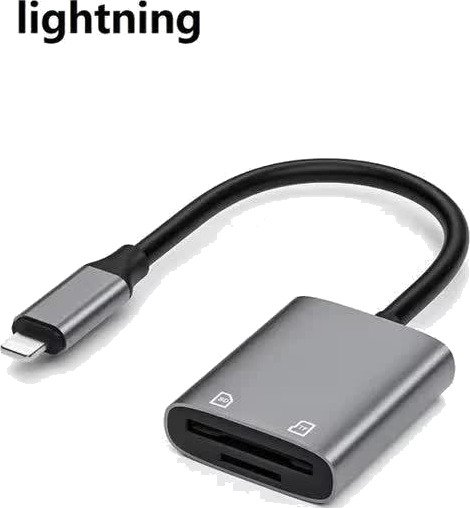 Nördic 2-i-1 Lightning minnekortleser SD/MicroSD kompatibel med iPhone/iPad