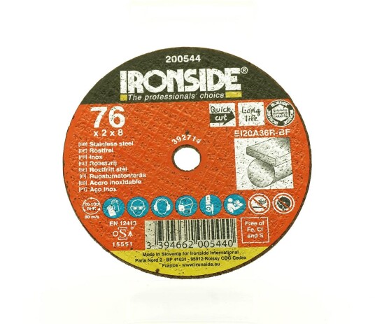 Ironside 200544 Kappeskive 76 mm F41 EI20 Inox 76 x 2,0 x 8 mm Maskintilbehør & forbruk