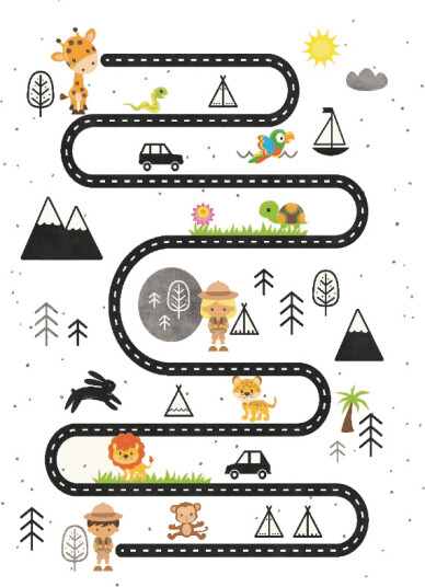 Barneteppe Safari road Størrelse: 120 x 160 cm Barneteppe Safari road Størrelse: 120 x 160 cm