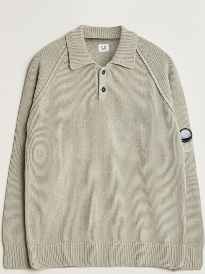 C.P. Company Cotton Chenille Polo Collar Light Grey