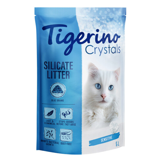 Tigerino 5 L Crystals Kattesand Til Prøvepris! Fun Sensitive (Parfymefri): Blå Tigerino 5 L Crystals Kattesand Til Prøvepris! Fun Sensitive (Parfymefri): Blå