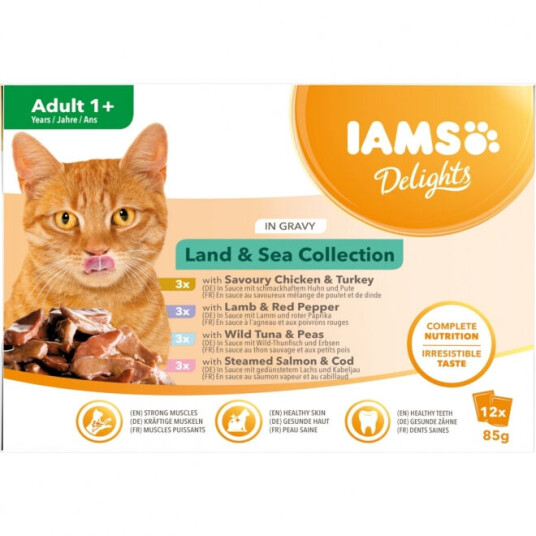 Iams Kattemat Delights Multipack Land & Sea 12x85 g i saus