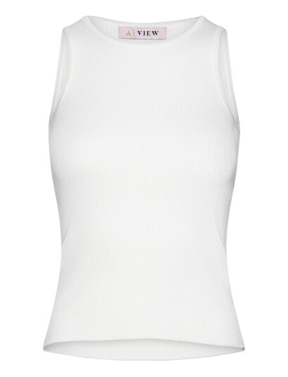 A-View Rib Knit Tank Top - White - L