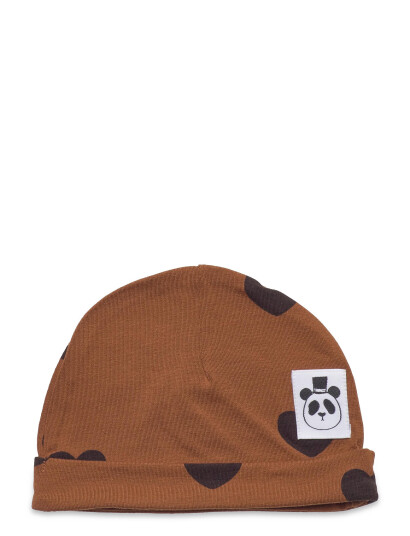 Mini Rodini Basic Hearts Baby Beanie Tencel™ - Brown - 40-42