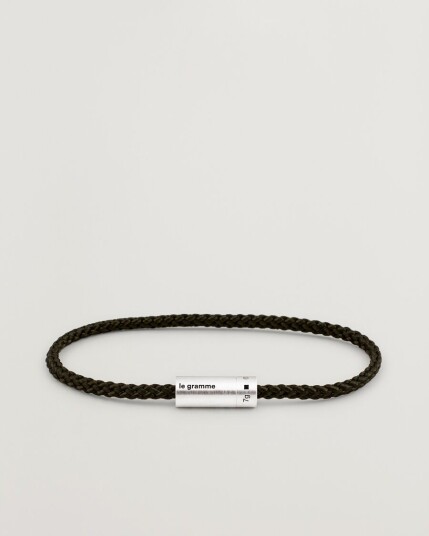 LE GRAMME Nato Cable Brushed Bracelet Khaki/Sterling Silver