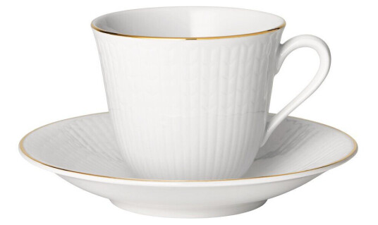 Rörstrand Swedish Grace Gala kaffekopp med fat Hvit