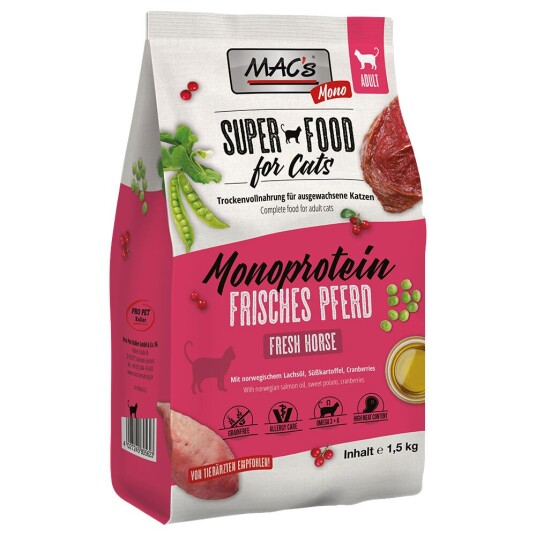 Mac'S Superfood For Cats Adult Monoprotein Hest 1.5 kg