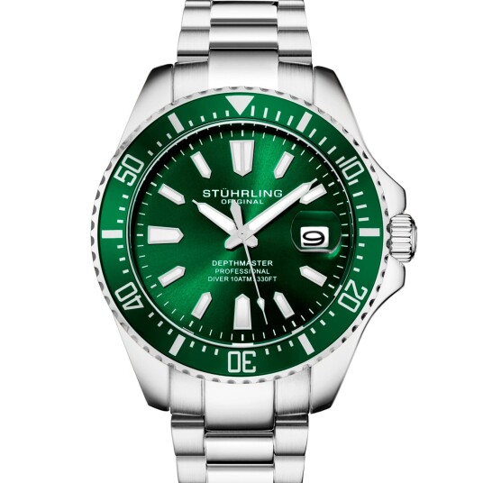 Stührling Original Herreklokke 3950A.3 Depthmaster Grønn/Stål Ø42