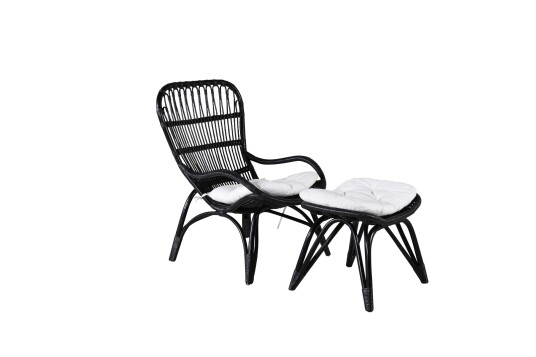 Venture Design Ella lounge lenestol Svart/offwhite Med fotskammel Svart Venture Design Ella lounge lenestol Svart/offwhite Med fotskammel Svart