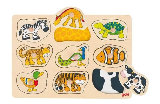 Goki Wooden Animal Bubble Puzzle 9pcs. Tre