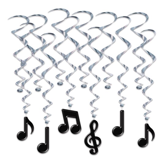 360 Degrees Ltd Swirls Musikknoter Hengende Dekorasjon - 12-pakning