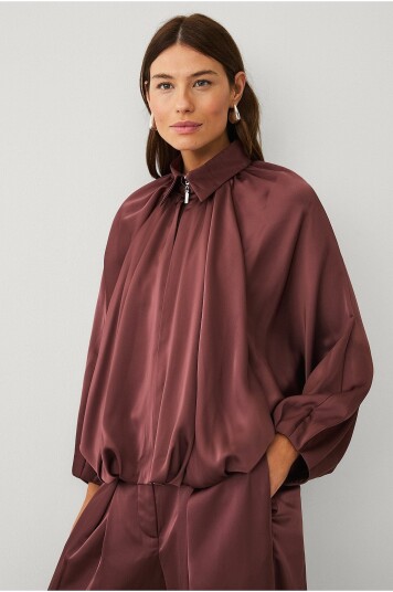 Ellos Collection Blusejakke i sateng Brun
