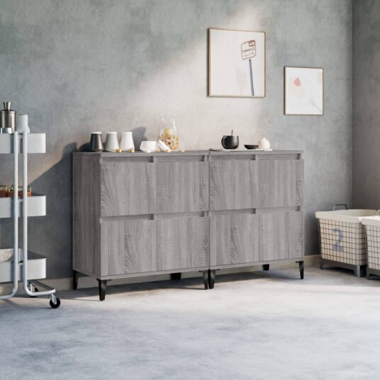 vidaXL Skjenker 2 stk grå sonoma 60x35x70 cm konstruert tre vidaXL Skjenker 2 stk grå sonoma 60x35x70 cm konstruert tre