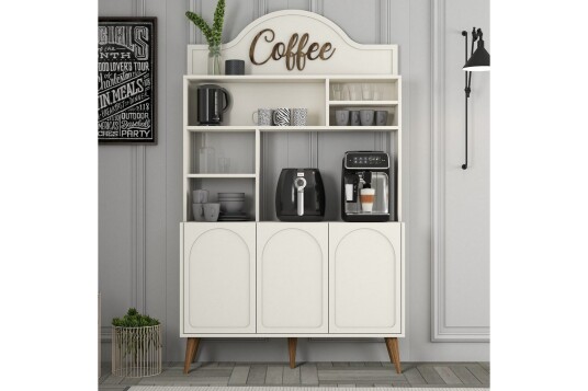 Bar Kaffeskap Hazim Tre Krem / Valnøtt Krem / Valnøtt