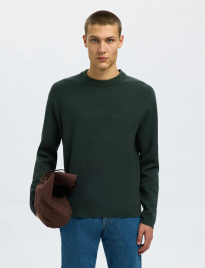 Selected Slhteller Fn Relaxed Crew Neck Noos - Khaki green - XXL Selected Slhteller Fn Relaxed Crew Neck Noos - Khaki green - XXL